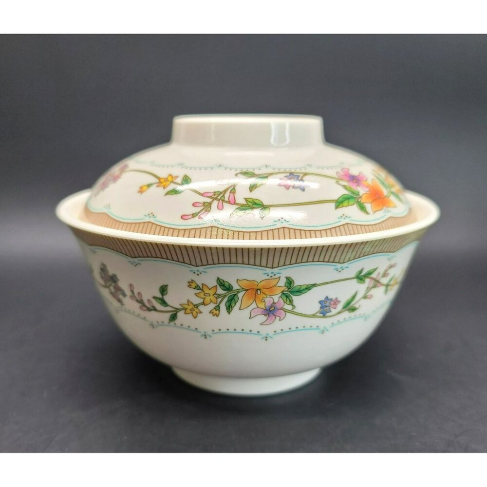 Vintage Melware Melamine Lidded Bowl #1817 Two Part Floral PR186